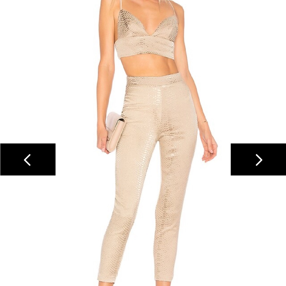 Superdown Beige Snake Print Jumpsuit